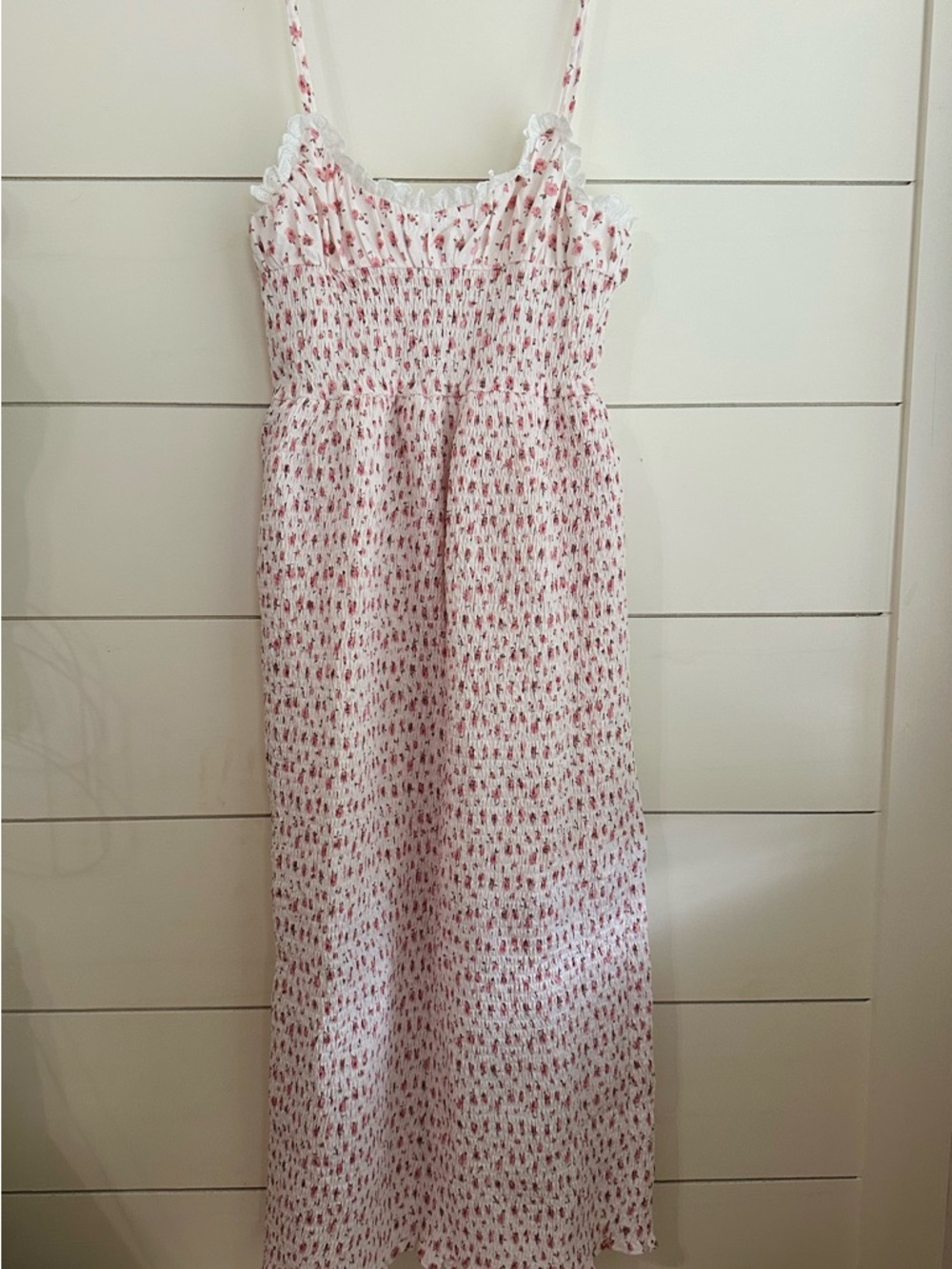 Rosie Posie White and Pink Floral Smocked Maxi Dress